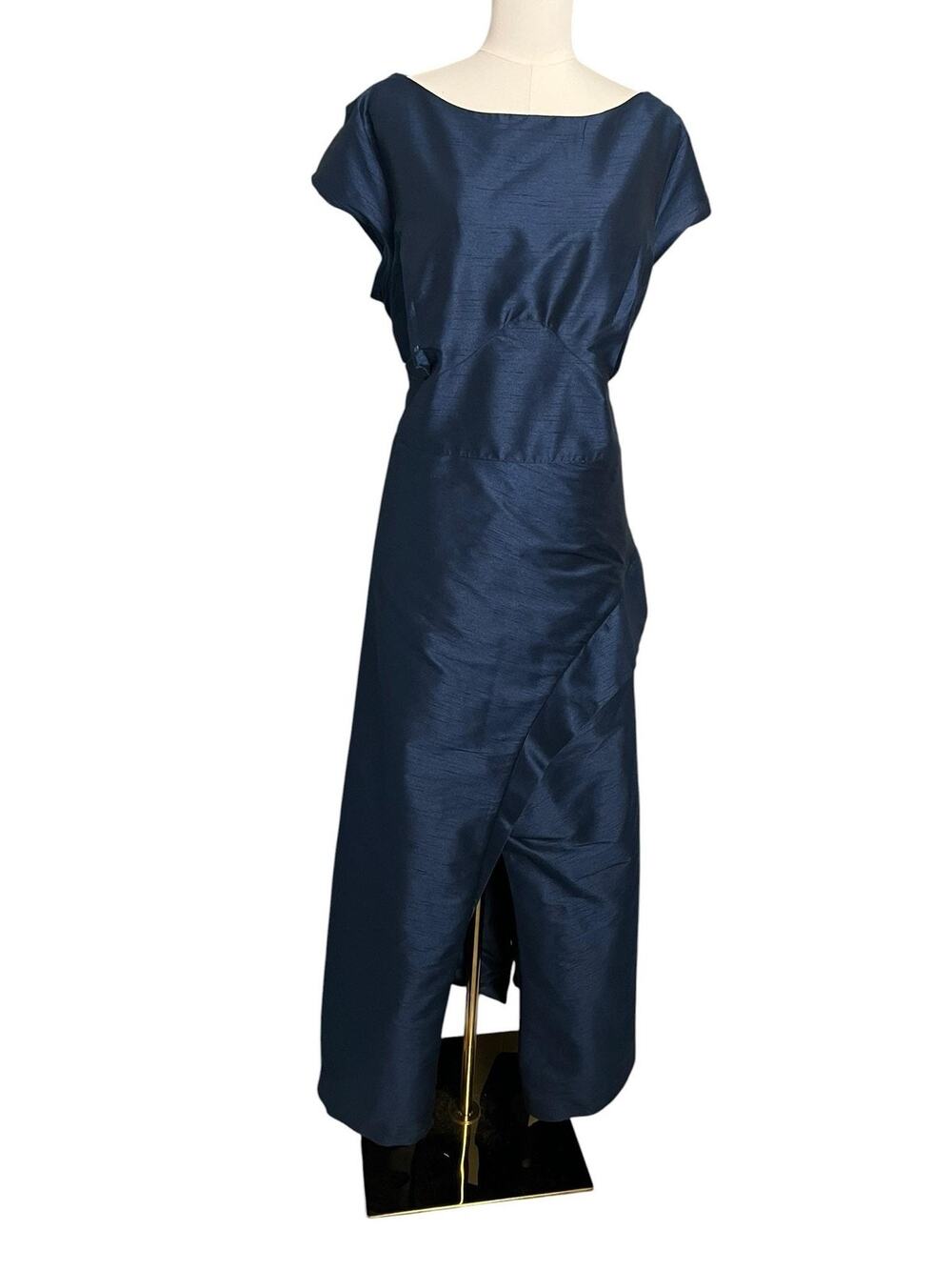 EShakti Sheath Dress Womens 2XL Blue Cap Sleeve Long Formal Gown Boat Neck Plus